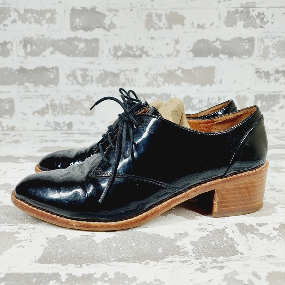 Louise et Cie Shoes - Lousie Et Cie Fernanda Black Patent Leather Block Heel Academia Oxfords D263